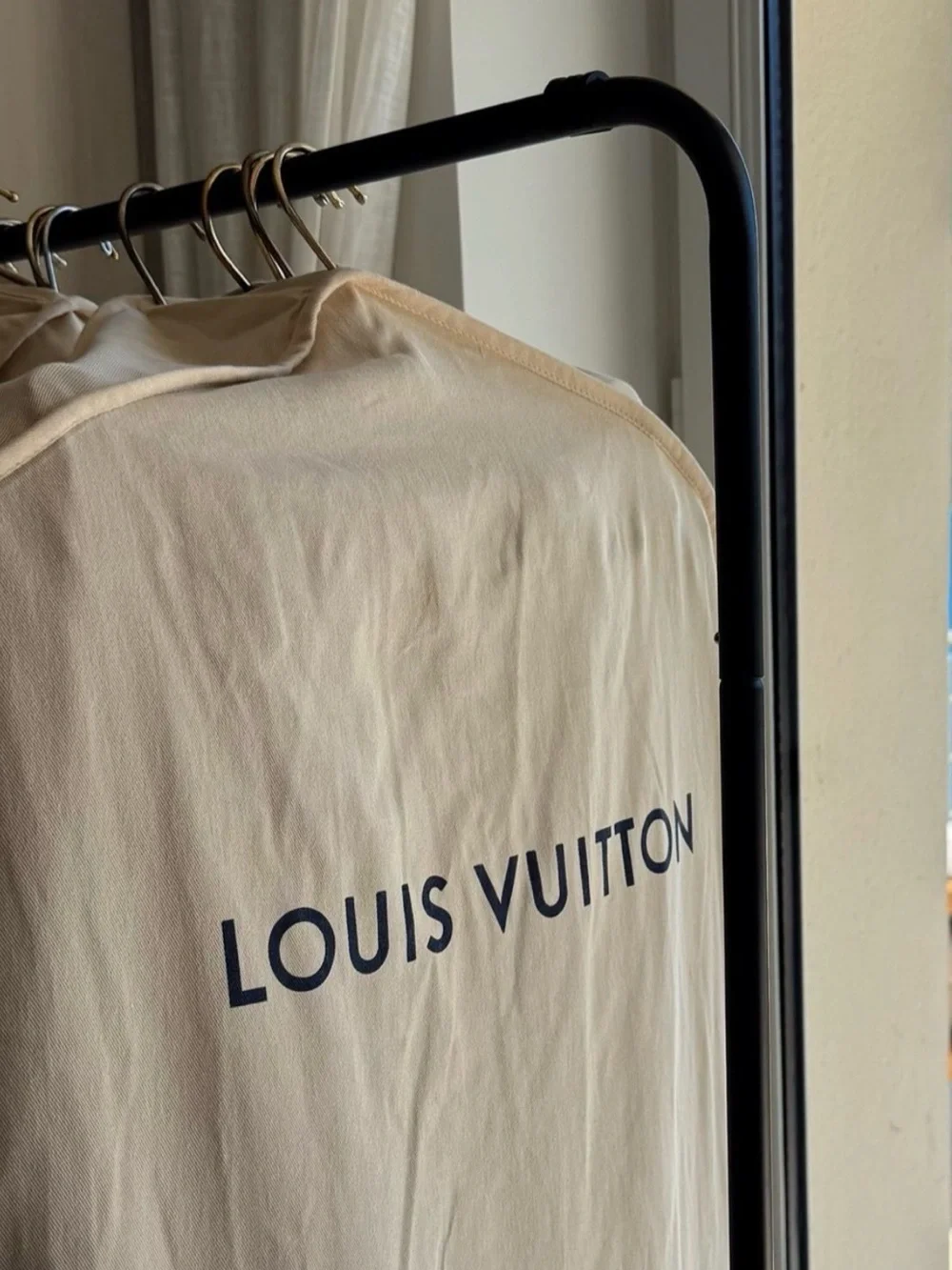 Louis Vuitton Cream Garment Cover with Navy Logo